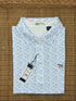 Stinson Short Sleeve Bar Print Performance Knit Polo - White/Periwinkle