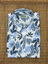 Stinson Print Linen Cotton Short Sleeve Sport Shirt - White/Blue