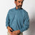 Duck Head Performance Poplin Sport Shirt Reilly Gingham - Teal Blue