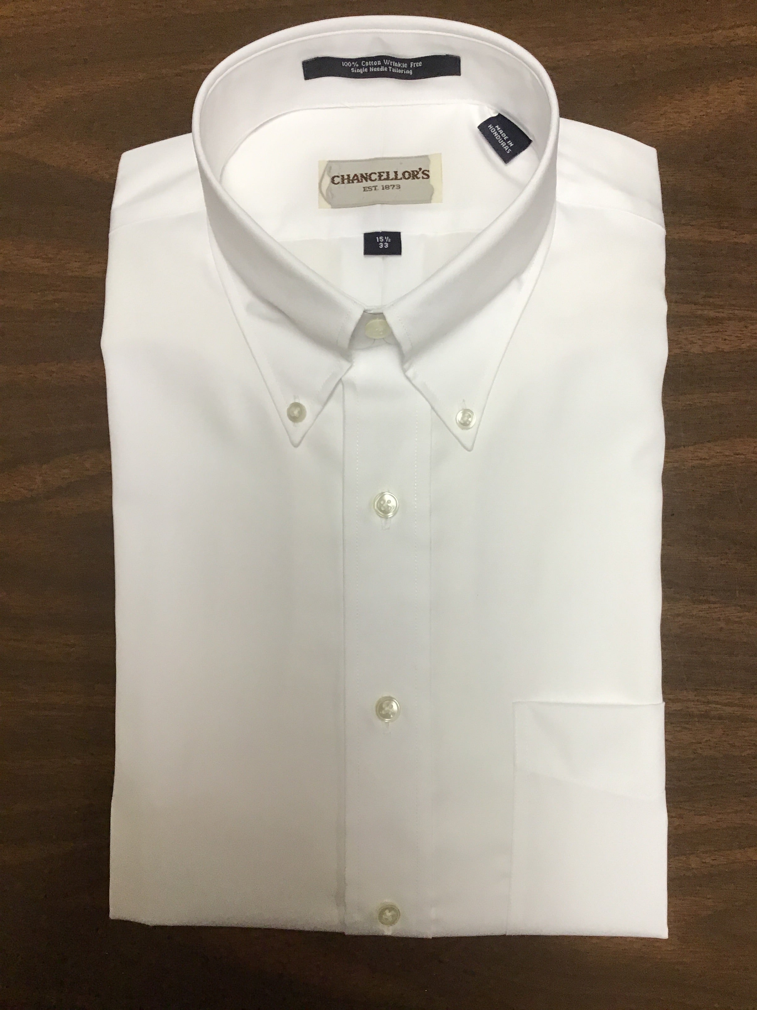Chancellor's Button Down Dress Shirt by Overton - Wrinkle Free - White Chancellor's Button Down Dress Shirt by Overton - Wrinkle Free - White